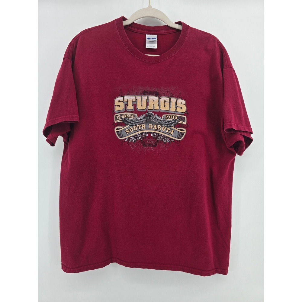 Sturgis 2015 T Shirt Mens XL Maroon 75th Anniversary Black Hills Rally Biker